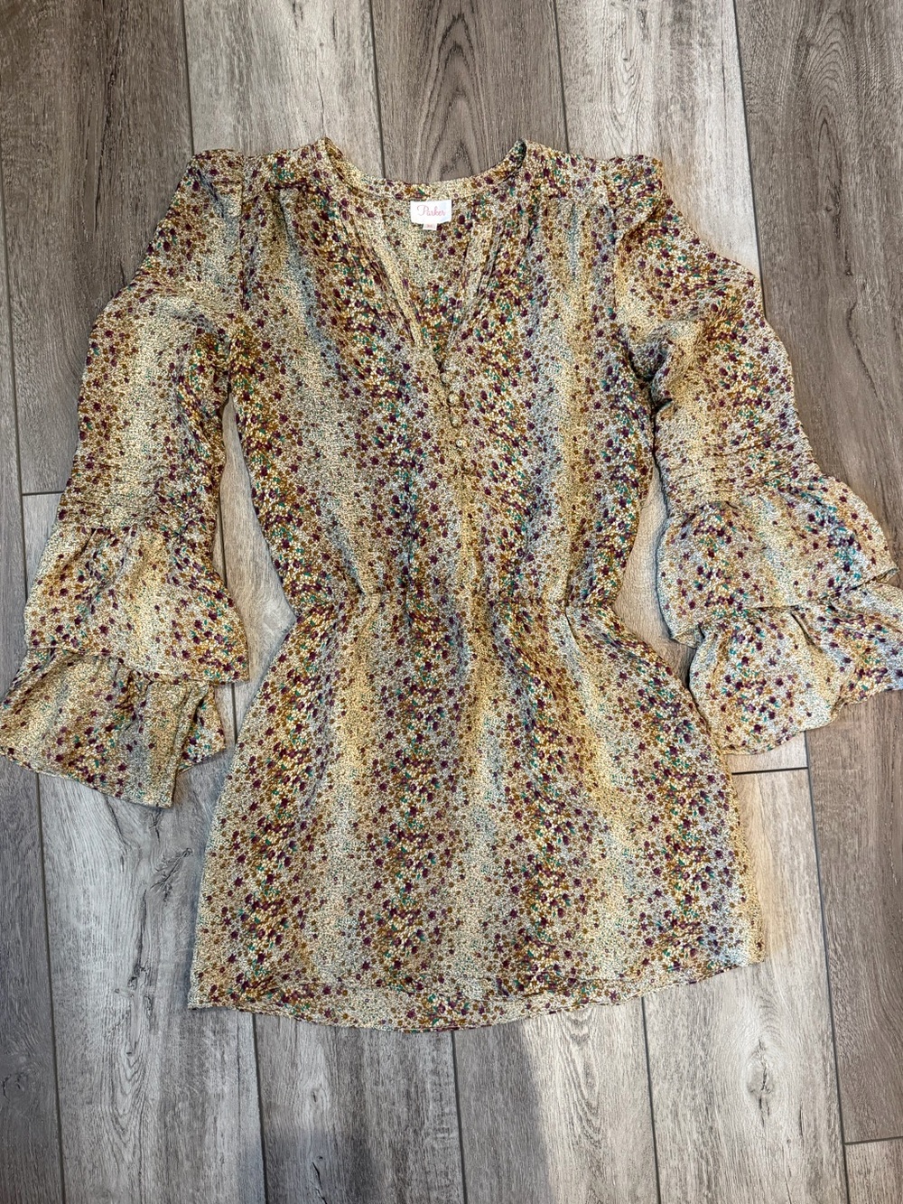 Parker Bohemian Floral Print Ruffle 100% Silk Dress